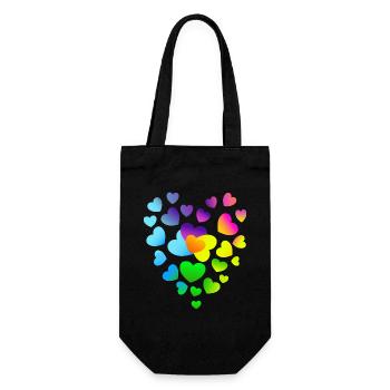 Herz Herzen bunte Herzen - Geschenkbeutel für Flaschen - Schwarz - Vorne