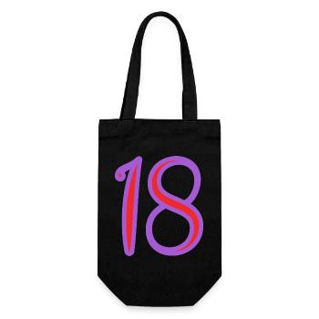 18. 18 JAHRE ALT. 18-JÄHRIGES JUBILÄUM. GEBURTSTAG 18 JAHRE. - Geschenkbeutel für Flaschen - Schwarz - Vorne
