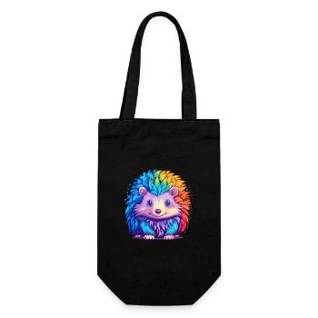 Igel Buntes Aquarell Cartoon Kawaii Tier - Geschenkbeutel für Flaschen - Schwarz - Vorne