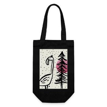 Handmade Illustration Art Flamingo - Geschenkbeutel für Flaschen - Schwarz - Vorne
