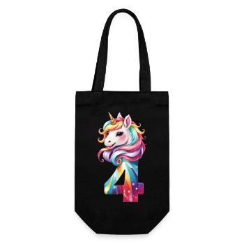4TH BIRTHDAY UNICORN - Gift Bag for Bottles - black - Front