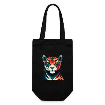 Leopard Cartoon Character Colorful Pet Animal - Gift Bag for Bottles - black - Front