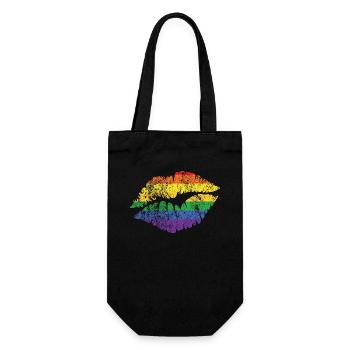 LGBT Rainbow Lips - Geschenkbeutel für Flaschen - Schwarz - Vorne