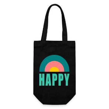 HAPPY. HAPPINESS. FREEDOM. - POSITIV. POSITIV - Geschenkbeutel für Flaschen - Schwarz - Vorne