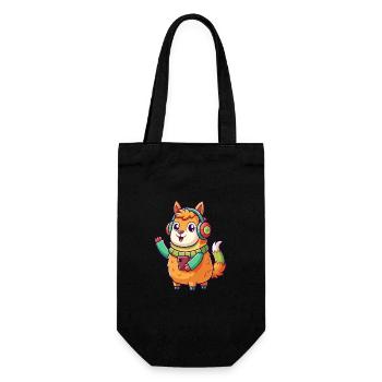 Lama Funny Cartoon Character Casquephone Musique - Sac à bouteille - noir - Devant