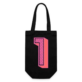 1. 1 JAHR. 1. JAHRESTAG. 1 JAHR GEBURTSTAG - Geschenkbeutel für Flaschen - Schwarz - Vorne