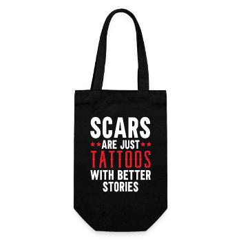 Narben sind nur Tattoos mit besseren Geschichten T - Geschenkbeutel für Flaschen - Schwarz - Vorne