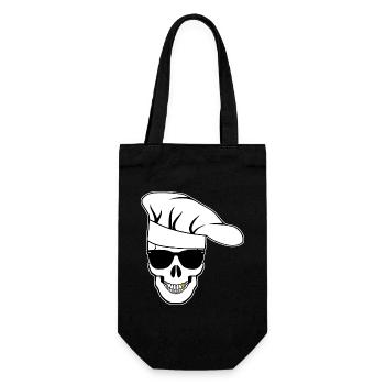 Crâne avec lunettes de soleil, toque de chef - Sac à bouteille - noir - Devant