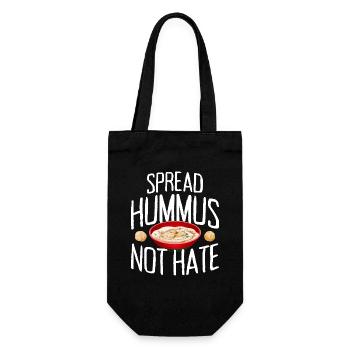 Spread Hummus Not Hate Vegan Geschenk Für Veganer - Geschenkbeutel für Flaschen - Schwarz - Vorne