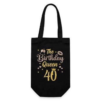40.Geburtstag Königin 40 Jahre Vierzig - Geschenkbeutel für Flaschen - Schwarz - Vorne