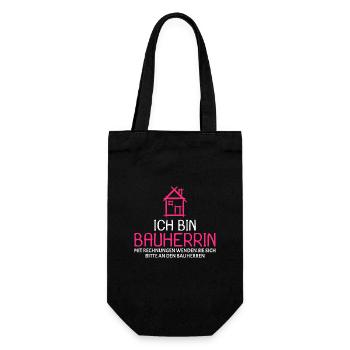Bauherr Baumeister Hausbau Bauherrin Geschenk - Geschenkbeutel für Flaschen - Schwarz - Vorne