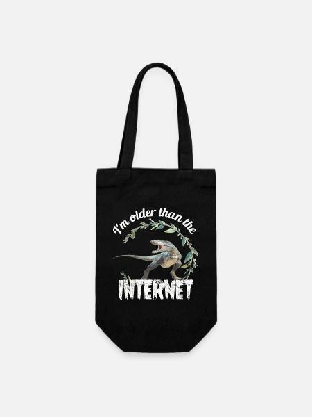 I’m older than the Internet + Dinosaurier - Geschenkbeutel für Flaschen - Schwarz
