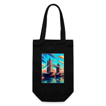 Tower Bridge England Uk Vintage Travel Poster WPA - Gift Bag for Bottles - black - Front