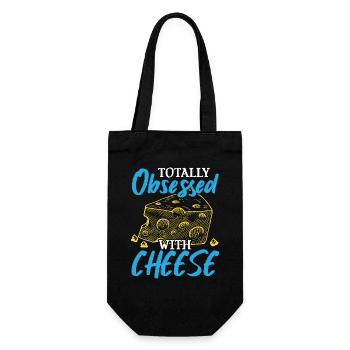 Völlig besessen von Käse Cheesy Cheese Lover - Geschenkbeutel für Flaschen - Schwarz - Vorne