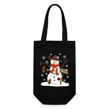 Schneemann - Geschenkbeutel für Flaschen - Schwarz - Vorne