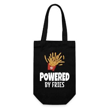 Powered By Pommes Junk Food - Geschenkbeutel für Flaschen - Schwarz - Vorne