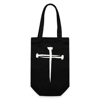 Kreuz aus Nägel - Geschenkbeutel für Flaschen - Schwarz - Vorne