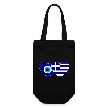 Greece Flag Lucky Charm Nazar Pearl - Gift Bag for Bottles - black - Front