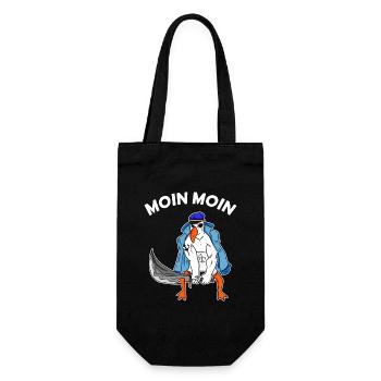 Moin Moin Möwe mit Schwert Nordsee Ostsee Seemann - Geschenkbeutel für Flaschen - Schwarz - Vorne