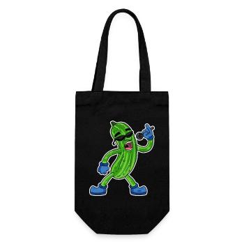 Gurke singt lustige Illustration Gemüse Geschenk - Geschenkbeutel für Flaschen - Schwarz - Vorne