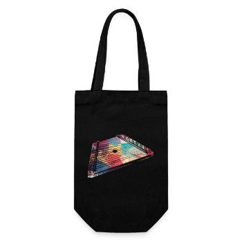 Schwungvolles Hackbrett Volksmusik - Geschenkbeutel für Flaschen - Schwarz - Vorne
