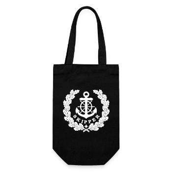 Skipper Anchor Logo white - Gift Bag for Bottles - black - Front