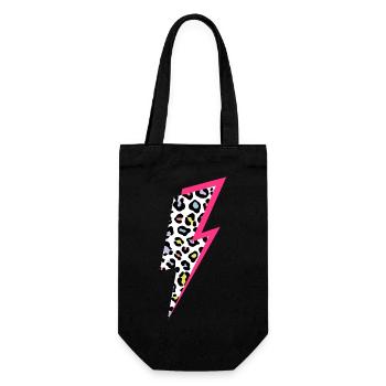 Blitz Leoparden Muster Pastellfarben mit Neon-Pink - Geschenkbeutel für Flaschen - Schwarz - Vorne
