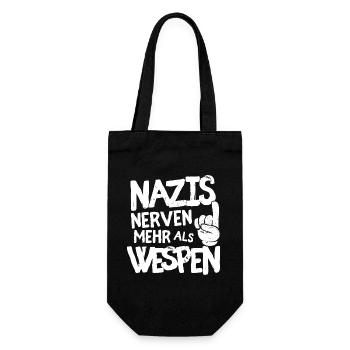 Nazis nerven mehr als Wespen - Geschenkbeutel für Flaschen - Schwarz - Vorne