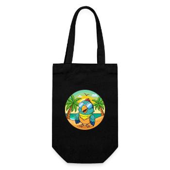 Papagei Lustige Cartoon Sommer Strand Sonnenbrille - Geschenkbeutel für Flaschen - Schwarz - Vorne