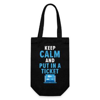 Keep Calm And Put In A Ticket Tech Support - Geschenkbeutel für Flaschen - Schwarz - Vorne