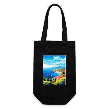 Côte d Azur Frankreich Vintage Reiseplakat Souvenir - Geschenkbeutel für Flaschen - Schwarz - Vorne