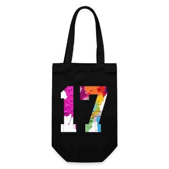 COLORED NUMBER 17 COLORFUL 17TH BIRTHDAY - Gift Bag for Bottles - black - Front