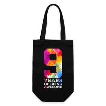 9 YEARS OF BEING AWESOME 9TH BIRTHDAY - Gift Bag for Bottles - black - Front