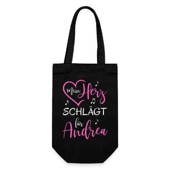 Mein Herz schlägt für Andrea - Geschenkbeutel für Flaschen - Schwarz - Vorne