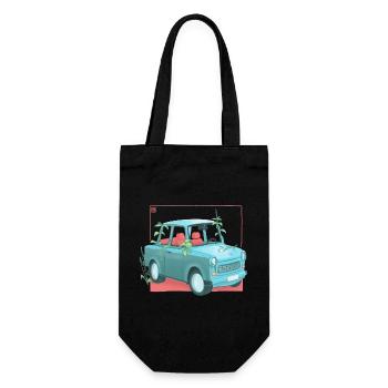Trabi mit Pflanzen - Geschenkbeutel für Flaschen - Schwarz - Vorne
