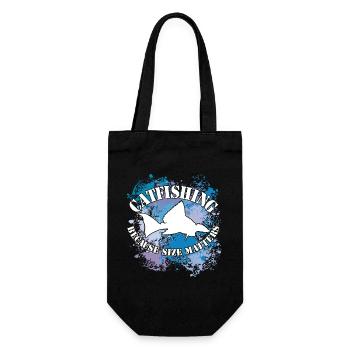 Wels Waller fischen Welssilhouette und Farbkleckse - Geschenkbeutel für Flaschen - Schwarz - Vorne