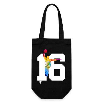 NUMBER 16 BASKETBALL 16TH BIRTHDAY - Gift Bag for Bottles - black - Front