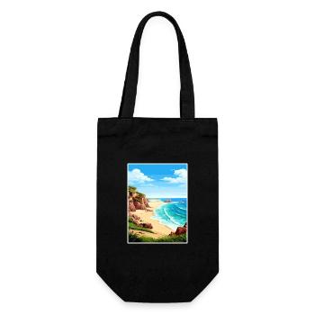 Porthcurno Beach Cornwall Vintage Reiseposter - Geschenkbeutel für Flaschen - Schwarz - Vorne