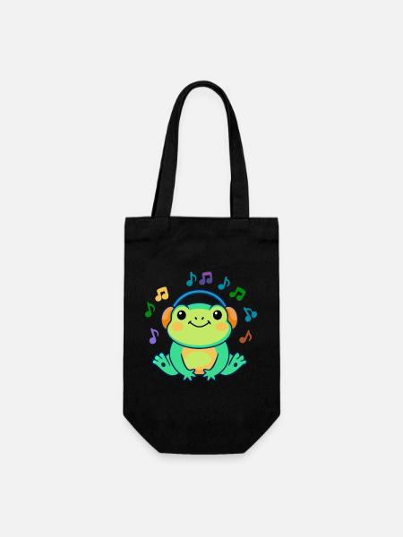 Frosch-DJ mit Kopfhörern - Geschenkbeutel für Flaschen - Schwarz