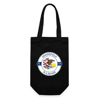 Springfield Illinois Flagge USA Souvenir Abzeichen - Geschenkbeutel für Flaschen - Schwarz - Vorne