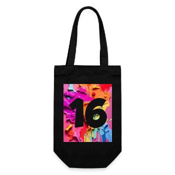 NO. 16 NUMBER 16 COLORFUL 16TH BIRTHDAY - Gift Bag for Bottles - black - Front