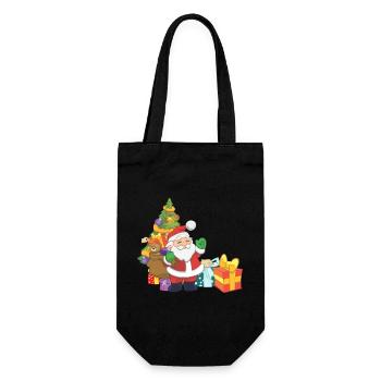 Weihnachtsmann - Geschenkbeutel für Flaschen - Schwarz - Vorne