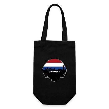 Groningen Niederlande Flagge Skyline Silhouette Trav - Geschenkbeutel für Flaschen - Schwarz - Vorne