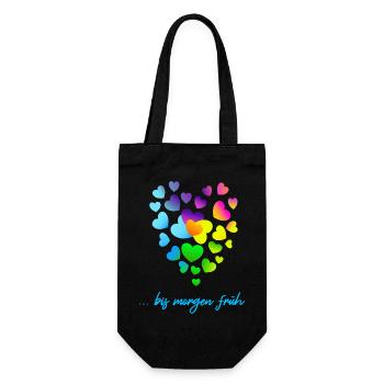 Herzen bunte Herzen Herzen Haufen - Geschenkbeutel für Flaschen - Schwarz - Vorne