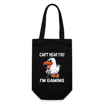 Can´t Hear You I´m Gaming Seemöwe Möwe Geschenk - Geschenkbeutel für Flaschen - Schwarz - Vorne