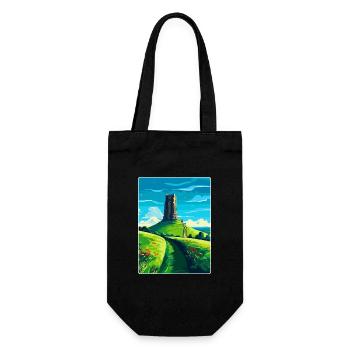 Glastonbury Tor Angleterre Royaume-Uni Affiche de voyage souvenir - Sac à bouteille - noir - Devant