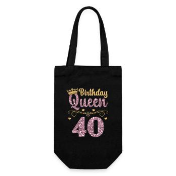 40.Geburtstag Königin 40 Jahre Vierzig - Geschenkbeutel für Flaschen - Schwarz - Vorne