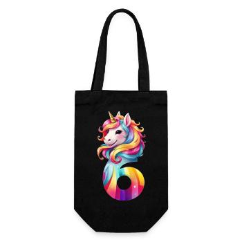 6TH BIRTHDAY UNICORN - Gift Bag for Bottles - black - Front