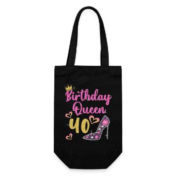 40.Geburtstag Königin 40 Jahre Vierzig - Geschenkbeutel für Flaschen - Schwarz - Vorne