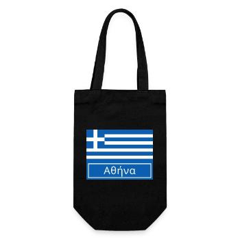 Athen auf Griechisch geschrieben - Geschenkbeutel für Flaschen - Schwarz - Vorne
